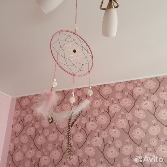 Ловец снов из натуральных материалов / розовый