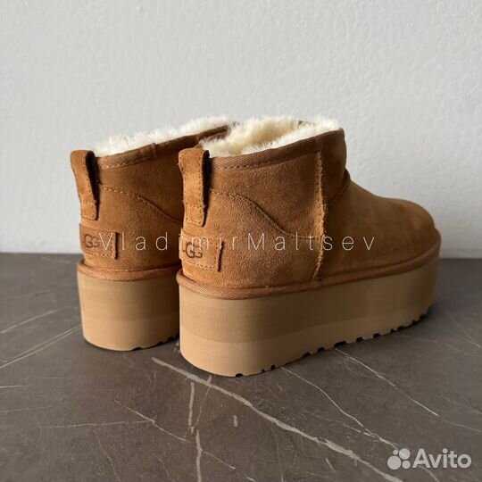 Ugg classic ultra mini platform натуральная замша