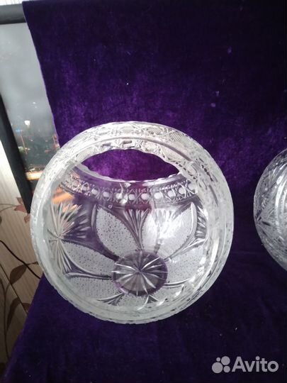 Шикарная красивая большая ваза шар хрусталь СССР