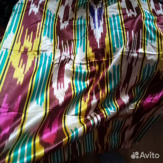 Узбекский винтажный шелковый икат Хан атлас