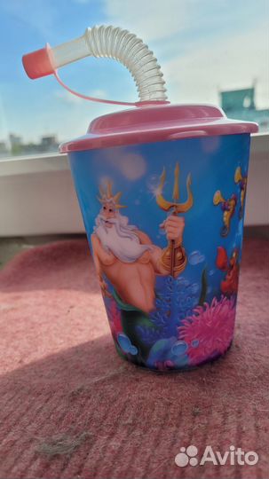 Стакан непроливайка для девочки с трубочкой