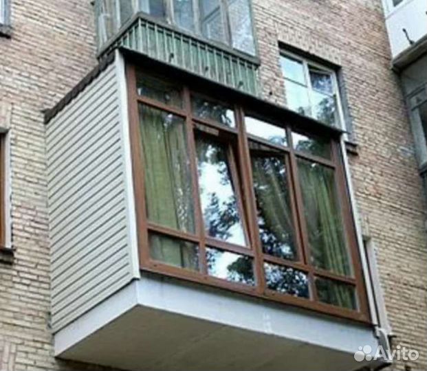 Лоджия пвх кашированная в темный дуб