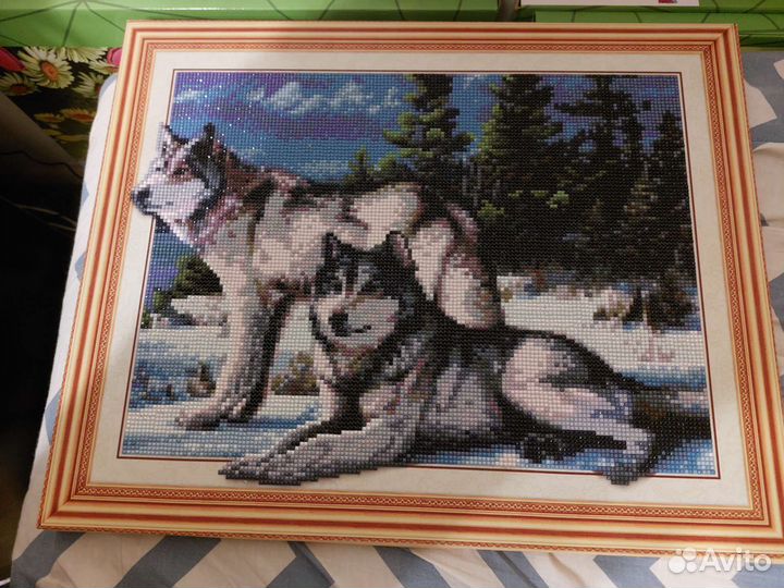 Волк алмазная мозаика