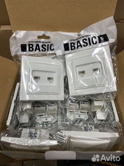 Розетка rj-45 + телефон (rj-11) ekf белая