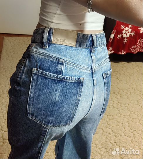 Джинсы mom пэчворк xs