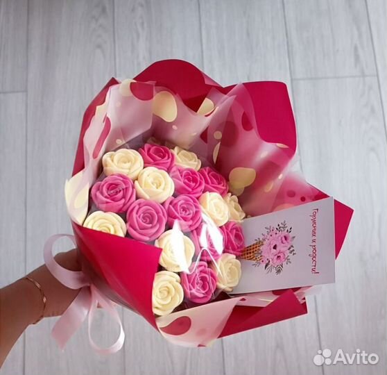 101 сладкая роза из шоколада,букет из роз, шоколад