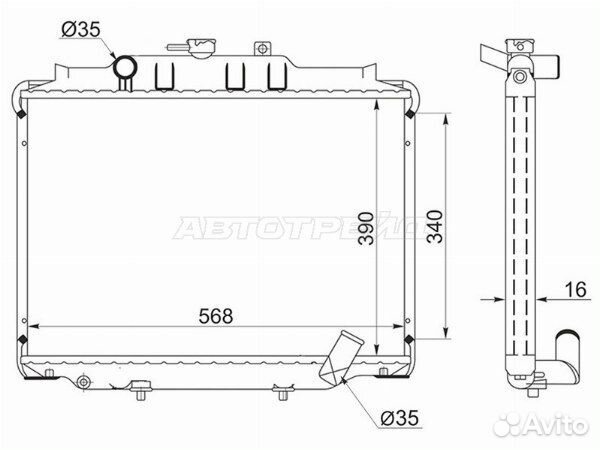 Радиатор hyundai grace 86-93, hyundai grace 93-03, hyundai porter/H100 86-94, hyundai porter/H100 94