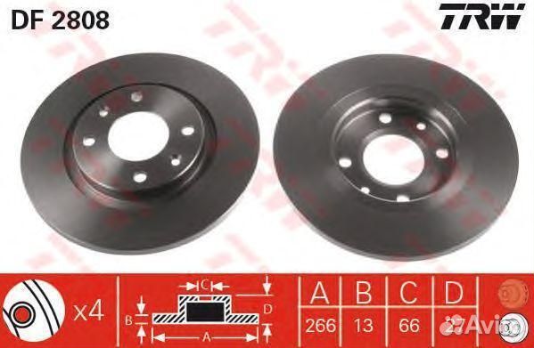 Передний тормозной диск TRW, DF2808