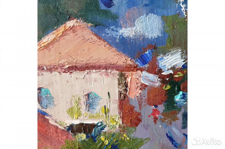 Картина маслом Крым городской пейзаж холст 18х24