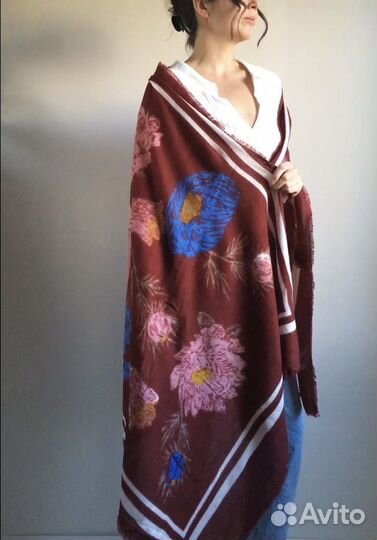 Большой кашемировый палантин шарф платок накидка