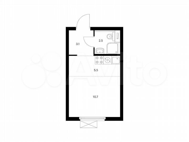 Квартира-студия, 21,8 м², 33/33 эт.