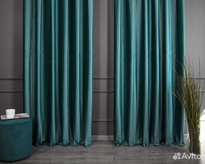 Шторы бархат Беллиссимо темно-бирюзовый новые