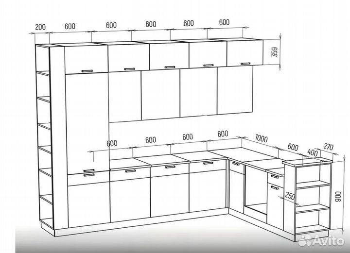 Кухня Техно-5.(3,2*2,24м) (Сонома/Графит софт