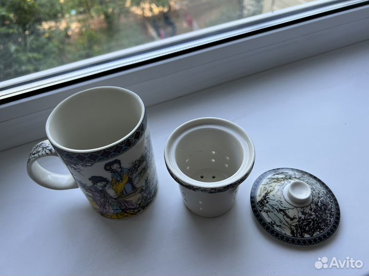 Китайская чайная кружка с инфузером и крышкой