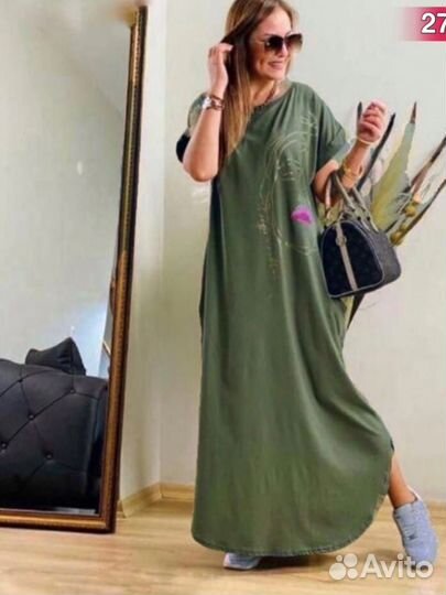 Платье женское летнее черное/зеленое 46-56