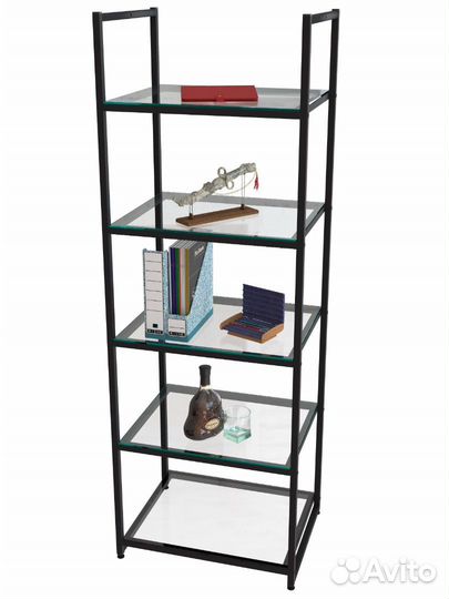 Стеллаж в стиле Лофт aс1760-20 со стеклянными полк