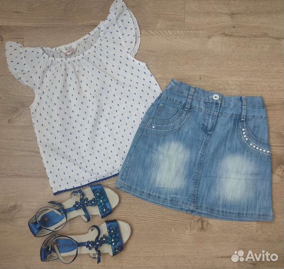 Летняя одежда для девочки, пакетом, рр 128