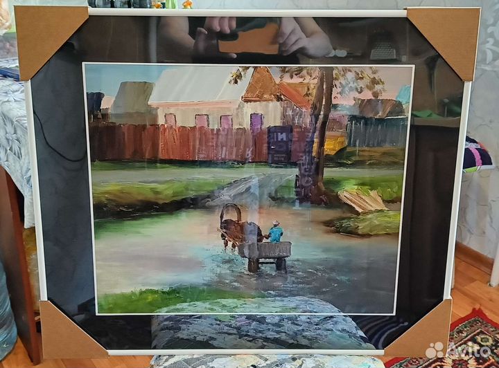 Картина маслом в металлической раме 50x60 см