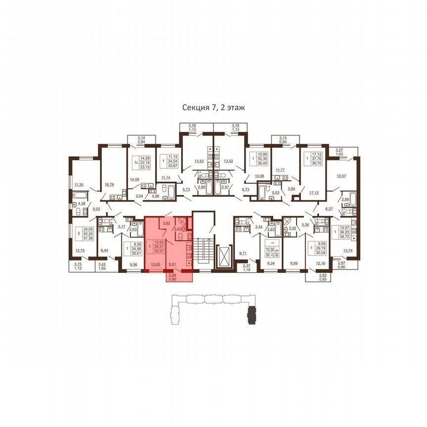 1-к. квартира, 30,1 м², 2/6 эт.