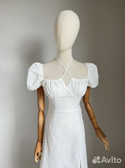 Летнее платье миди из шитья с разрезом