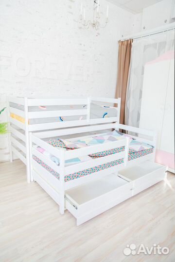 Детская кровать выкатная выдвижная из массива