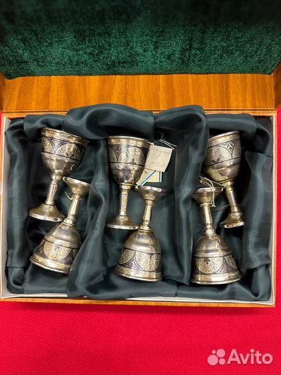 Набор серебряных рюмок, 875 пробы. Кубачи