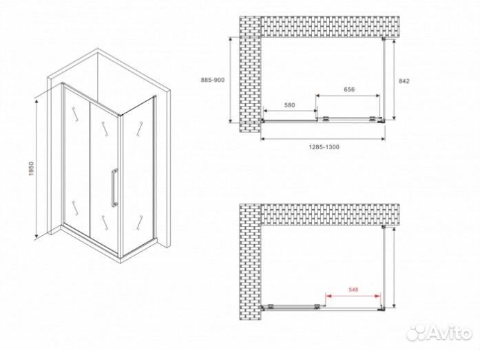 Душевой уголок Abber Schwarzer Diamant AG30130BH-S90B 130x90