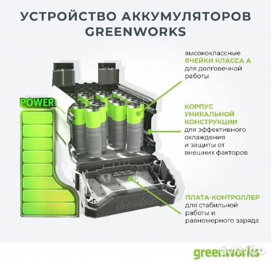 Аккумулятор Greenworks 40v и зарядное устройство