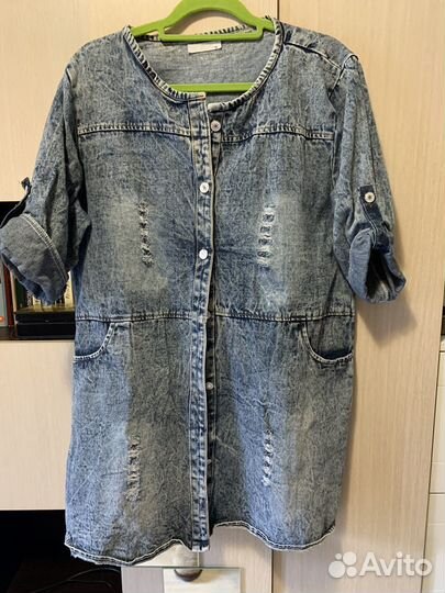 Джинсовое платье- рубашка