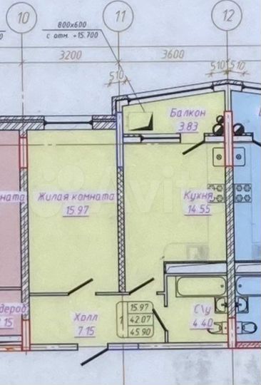 1-к. квартира, 45,9 м², 5/9 эт.