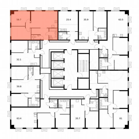 2-к. квартира, 58,7 м², 16/32 эт.