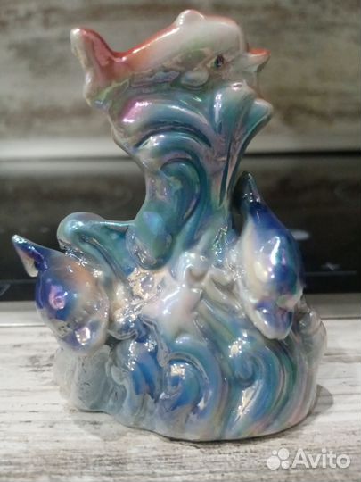 Статуэтка фарфор СССР гжель. Дельфины