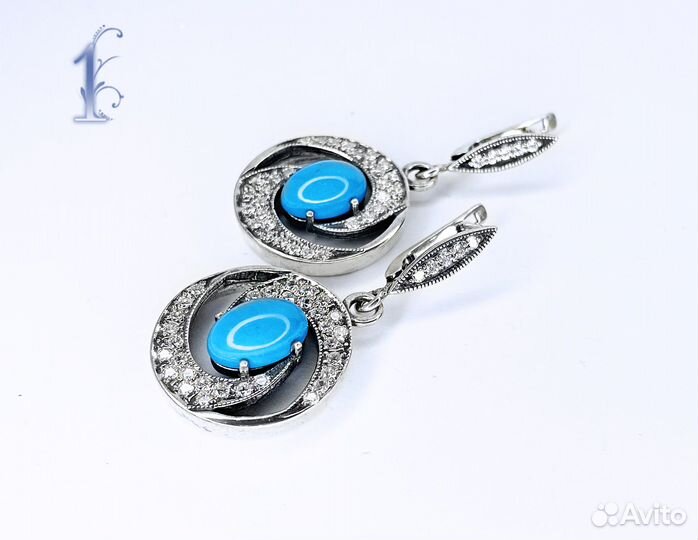 Серебряные серьги с бирюзой