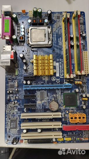 Материнская плата lga775 с процессором и памятью