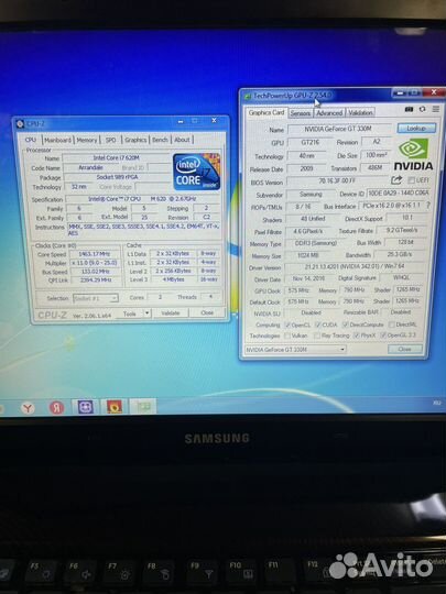 Ноутбук Samsung Core i7/6GB/GT330M 1GB/SSD