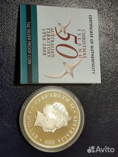 Монета серебро. Австралия Остров Рождества