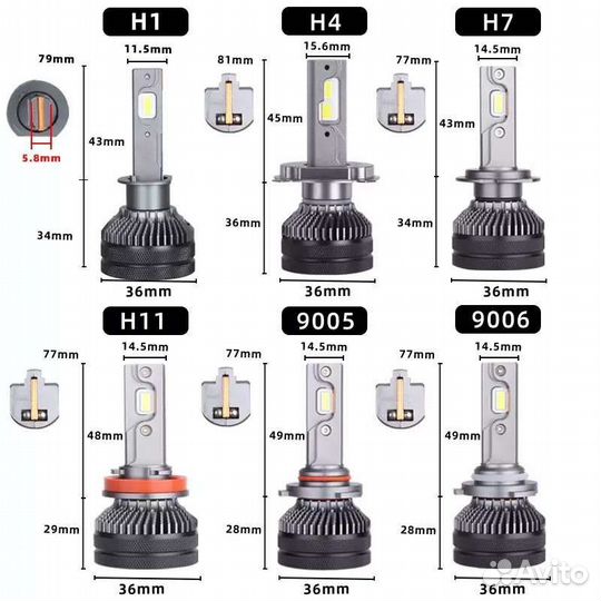 Led лапы Dawnknight K5C K6C h7 hir2 hb3 4300 12v24
