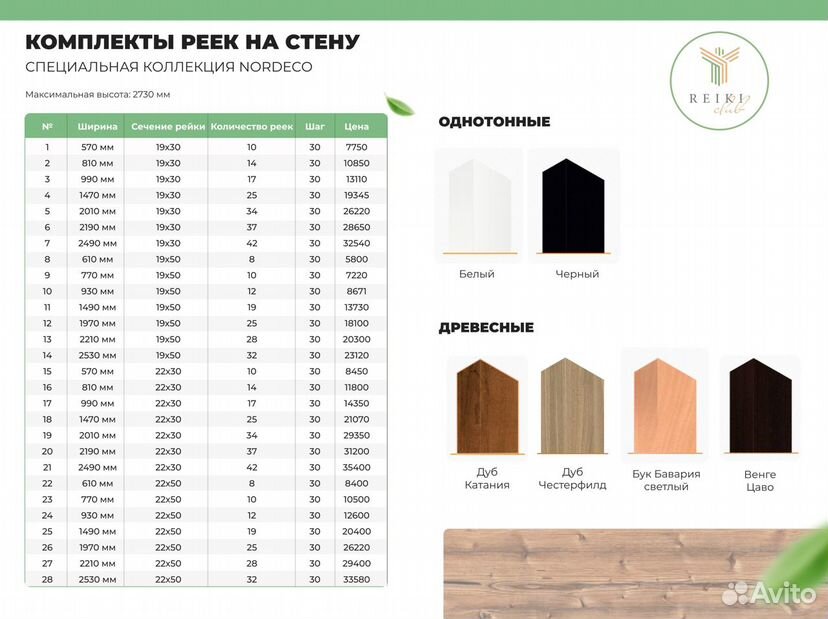 Комплект реек на стену или потолок