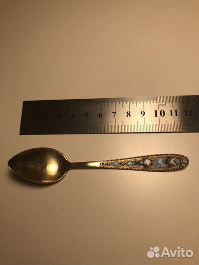 Ложка чайная малая с эмалями, серебро 875, СССР