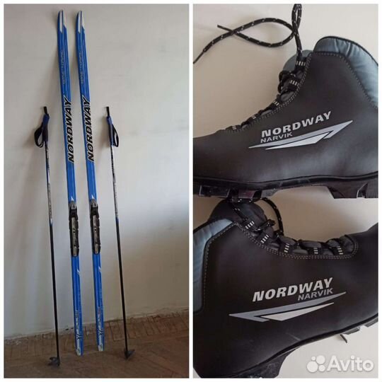 Комплект: Беговые лыжи, палки, крепления, ботинки