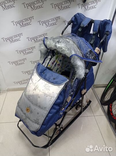 Санки коляска Galaxy Glory (Gloss) лен