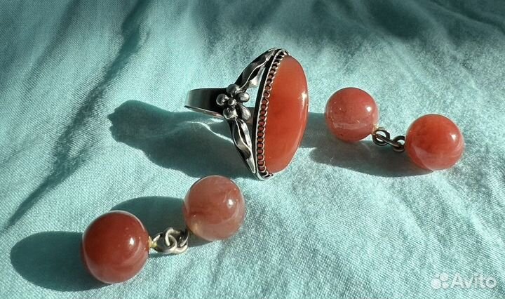 Брошь серебро родонит, сердолик кольцо запонки
