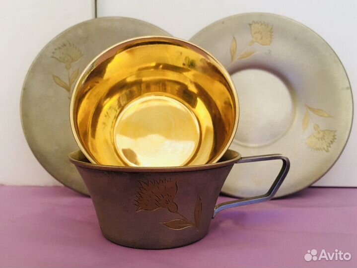 Две винтажные кофейные пары из серебра 875 пробы