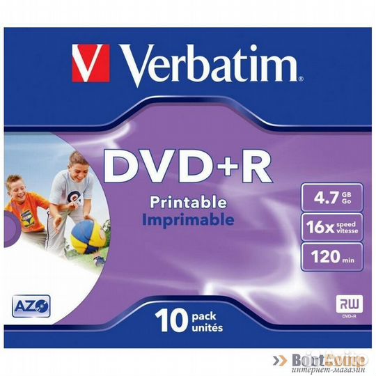 Оптический диск DVD+R 4.7Gb Verbatim 16X Jewel Cas