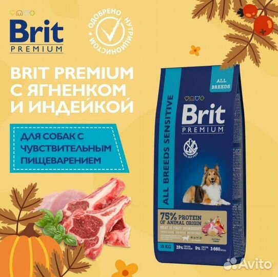 Сухой корм для собак Brit Premium Sensitive