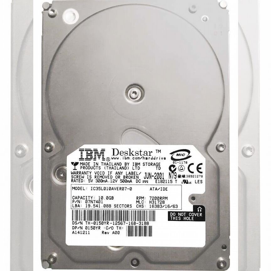 [IC35L010AVER07-0] Жесткий Диск Ibm 10gb Ibm 3.5" Ic35l010aver07-0