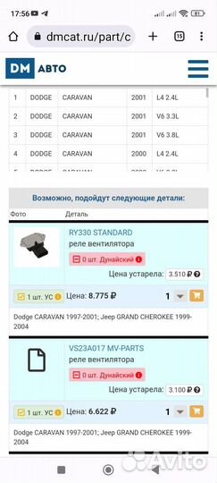 Реле вентилятора Додж Караван