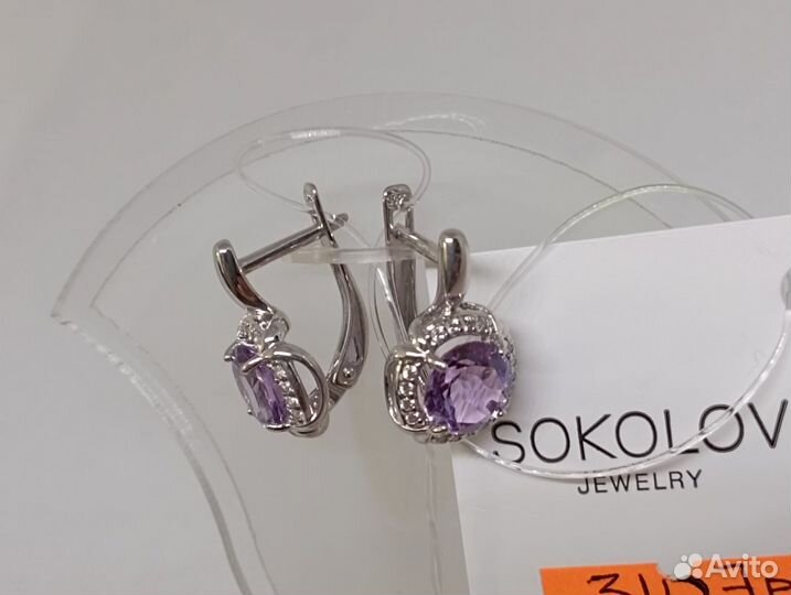Серьги серебро 925-3,34 гр-аметист/арт 92649
