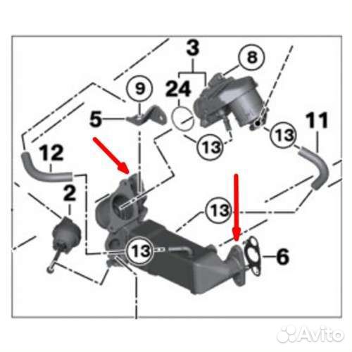 Комплект для удаления системы егр, теплообменника