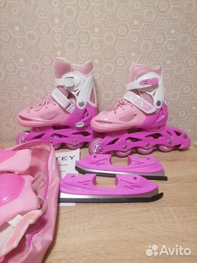 Коньки 2в1 роликовые/ледовые 31-34р